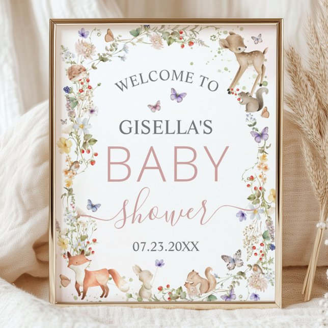 Whimsical Woodland Animals Wildflower Baby Shower  Poster (Von Creator hochgeladen)