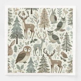 Whimsical Woodland Animations Holiday Paper Napkin Serviette