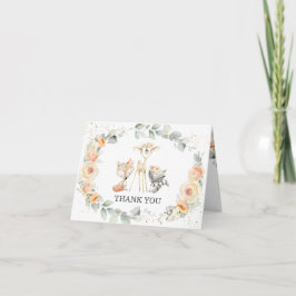 Whimsical Woodland Animes Yellow Floral Baby Dankeskarte
