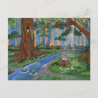 Whimsical Woodland Art Waschbär Violin Konzert Postkarte