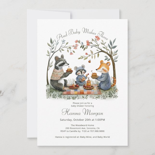 Whimsical Woodland Baby Dusche Einladung (Vorderseite)