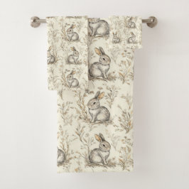 Whimsical Woodland Bunnies Badhandtuch Set
