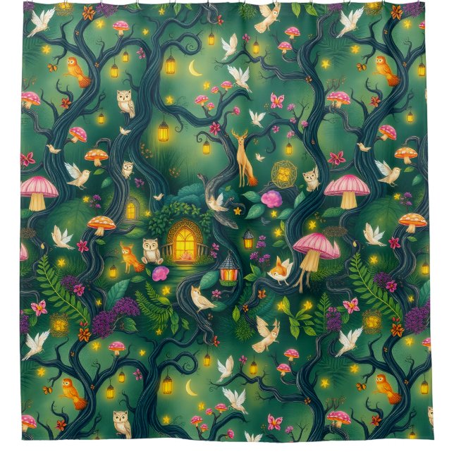 Whimsical Woodland Creatures Shotain Duschvorhang (Vorderseite)