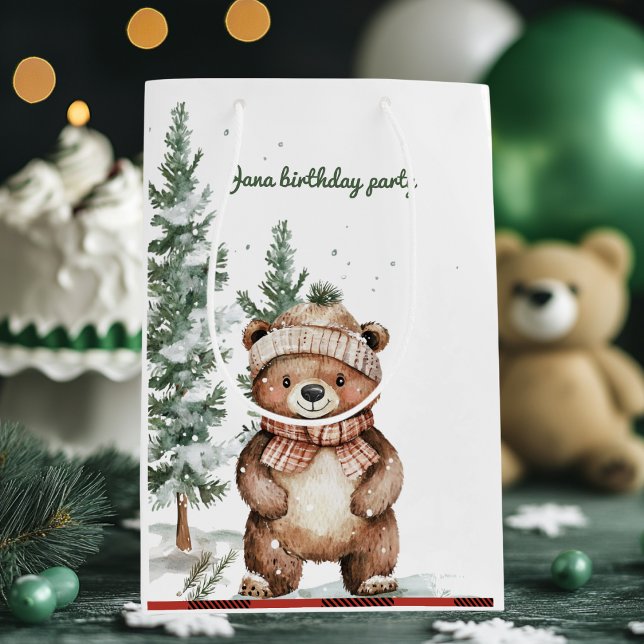 Whimsical Woodland Deen Birthday Green Mittlere Geschenktüte (Von Creator hochgeladen)