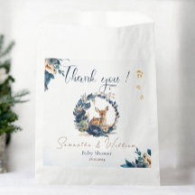Whimsical Woodland Deer Blue Floral Blätter