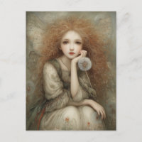 Whimsical Woodland Feenporträt mit Löwenzahn