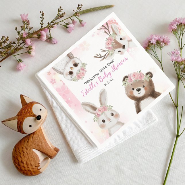 Whimsical Woodland Floral Boho Baby Girl Dusche Serviette (Von Creator hochgeladen)