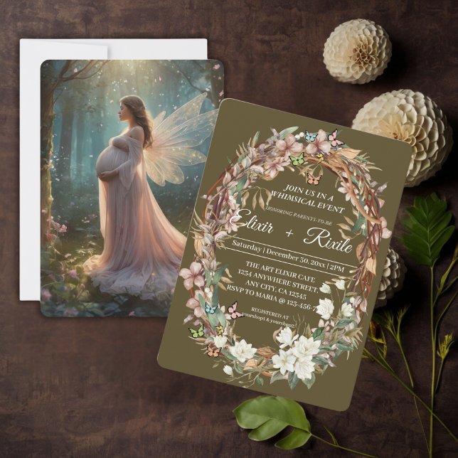 Whimsical Woodland Floral Foto Babydusche Einladung (Von Creator hochgeladen)