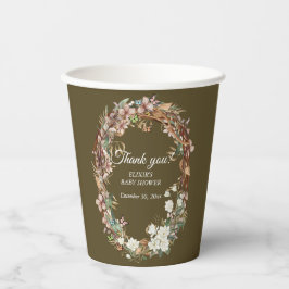 Whimsical Woodland Floral Foto Babydusche Pappbecher