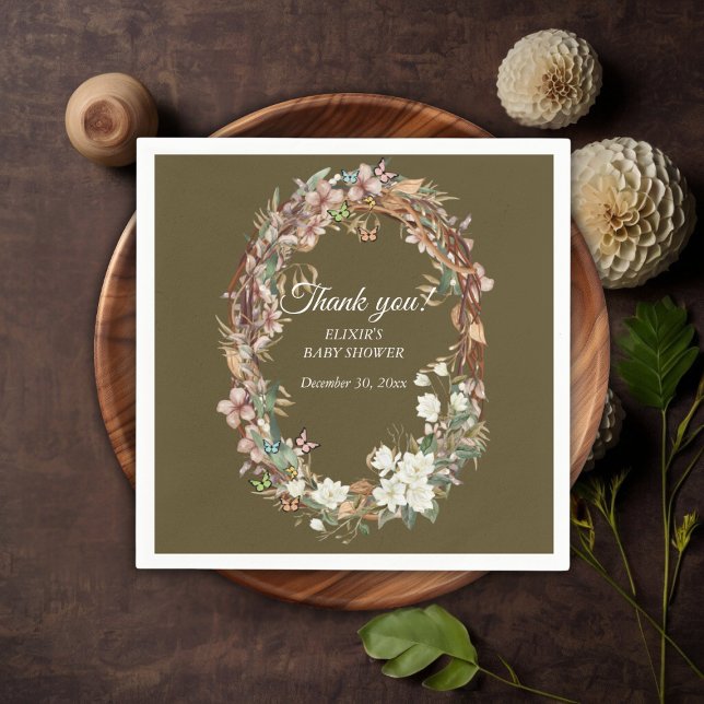 Whimsical Woodland Floral Foto Babydusche Serviette (Von Creator hochgeladen)