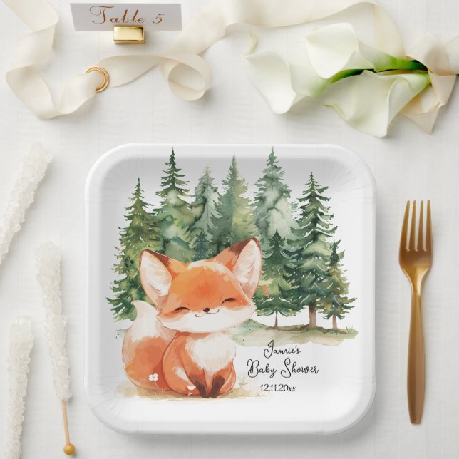 Whimsical Woodland Fox Baby Dusche Pappteller (Hochzeit)
