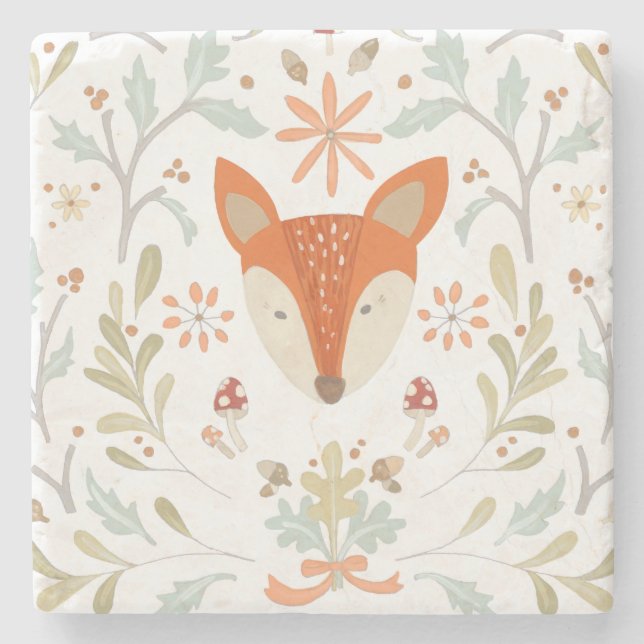 Whimsical Woodland Fox Steinuntersetzer (Vorderseite)
