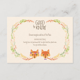 Whimsical Woodland Foxes Elfenbein Hochzeitsinfo-K Begleitkarte