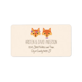 Whimsical Woodland Foxes Elfenbeinhochzeit Adressaufkleber