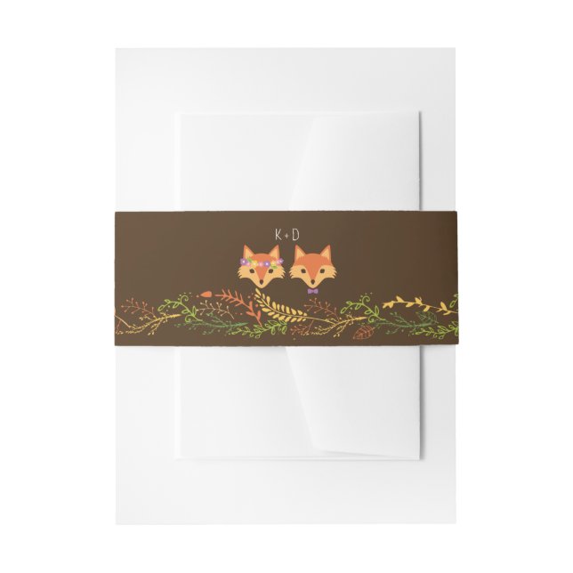 Whimsical Woodland Foxes Rustikale Hochzeit Einladungsbanderole (Vorderseite Beispiel)