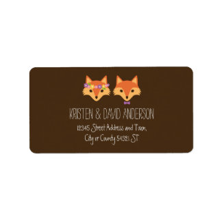 Whimsical Woodland Foxes Wedding Adressaufkleber