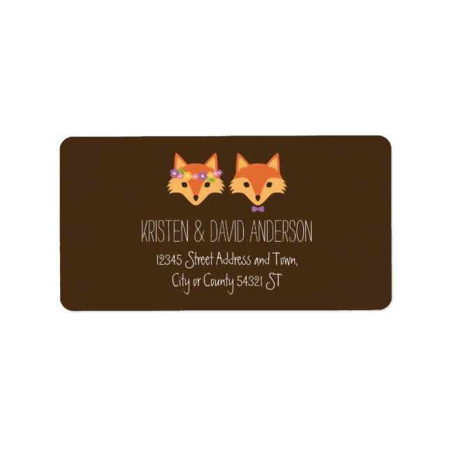 Whimsical Woodland Foxes Wedding Adressaufkleber (Vorne)