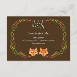 Whimsical Woodland Foxes Wedding Information Card Begleitkarte
