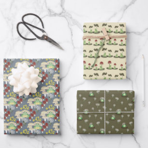 Whimsical Woodland Mushroom Frogs - "Hop Couture" Geschenkpapier Set