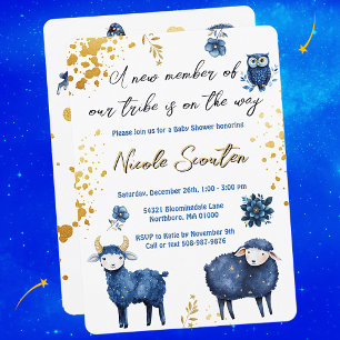 Whimsical Woodland Night: Ein Baby ist unterwegs Einladung