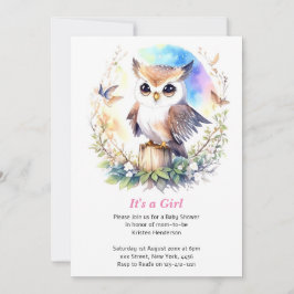 Whimsical Woodland Owl Girl Dusche Einladung