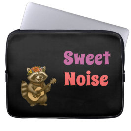 Whimsical Woodland Raccoon - Blumenmusikdesign Laptopschutzhülle