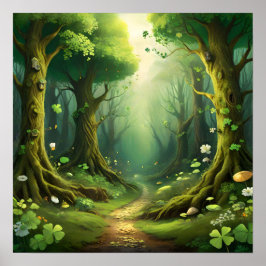 Whimsical Woodland St Patrick's Day Path Poster