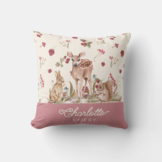 Whimsical Woodland Throw Pillow Baby Kinderzimmer Kissen (Vorderseite)