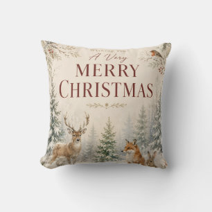 Whimsical Woodland-Tier-Weihnachtsstil Kissen