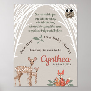 Whimsical Woodland Tiere Begrüßungszeichen Poster