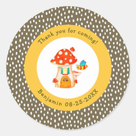 Whimsical Woodland Toadstool Gnome House Vielen Da Runder Aufkleber