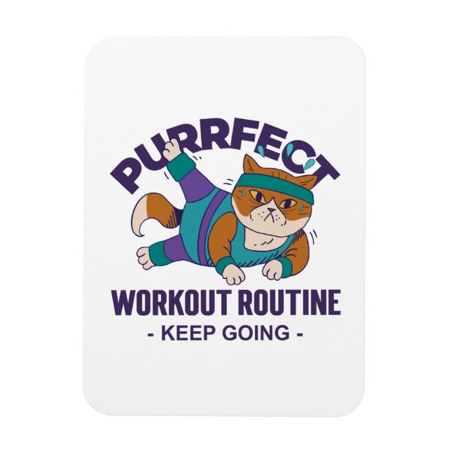 Whimsical Workout Cat Magnet (Vertikal)