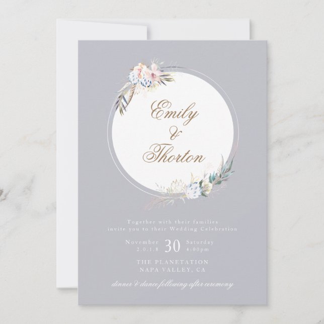 Whimsical Wreath Bohemische Hochzeitseinladung Einladung (Vorderseite)