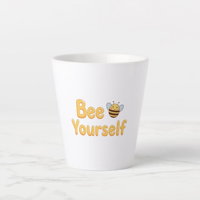 Whimsical Yellow Bumblebee and Quote Milchtasse (Vorderseite)