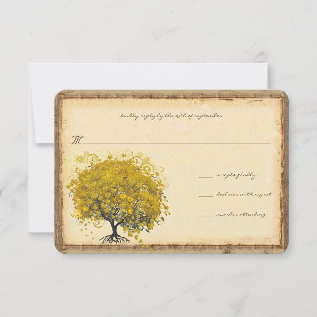 Whimsical Yellow Heart Tree Einladung zur Hochzeit (Vorderseite)
