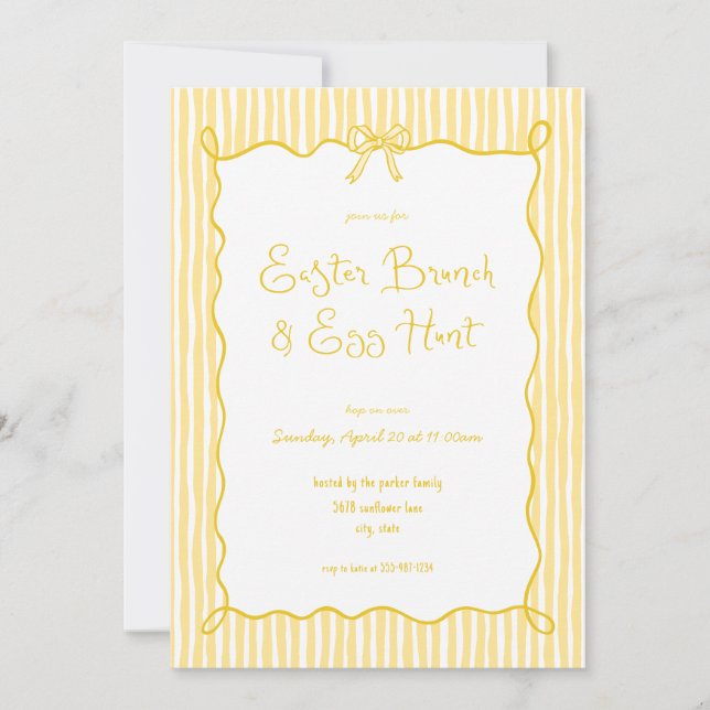 Whimsical Yellow Oaster Brunch Ei Jagen Einladung (Vorderseite)