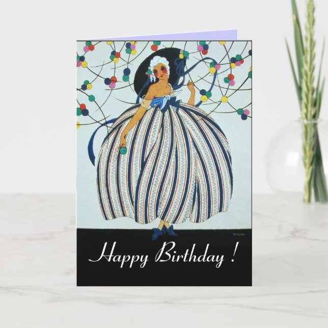 WHIMSICAL YOUNG MIRL / Happy Birthday Karte (Vorderseite)