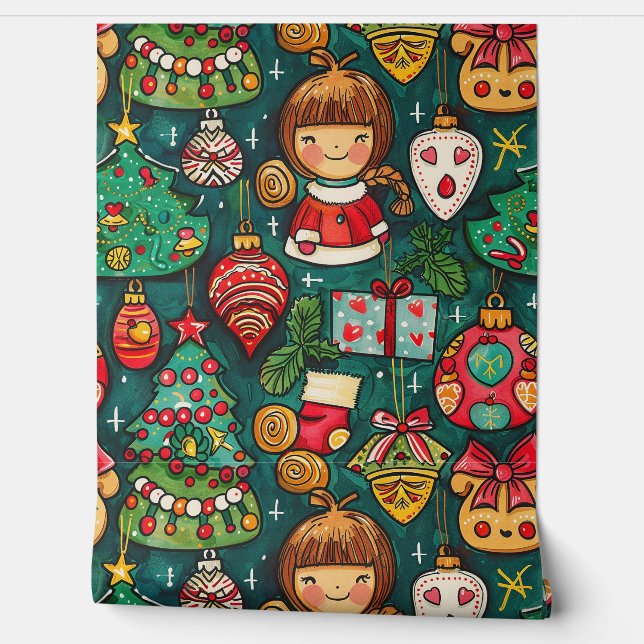 Whimsical Yuletide Sparkle Weihnachten Tapete (Abrollen)