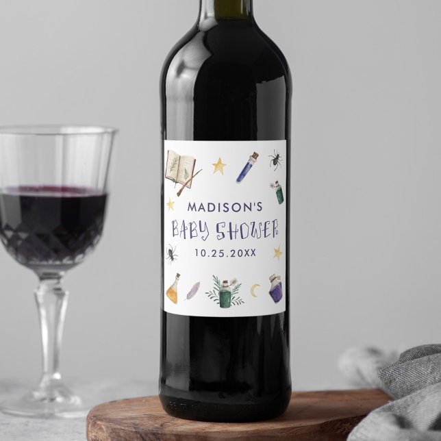 Whimsical Zaubertränke Halloween Babydusche Weinetikett (Von Creator hochgeladen)