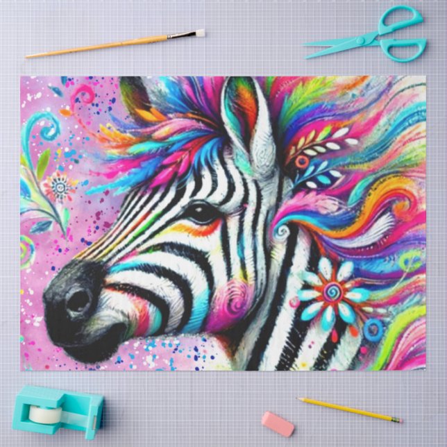 Whimsical Zebra Floral Daisy Decoupage Seidenpapier (Basteln)