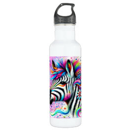 Whimsical Zebra Floral Pink Aquamarin grüne Daisy Edelstahlflasche