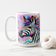 Whimsical Zebra Floral Pink Aquamarin grüne Daisy