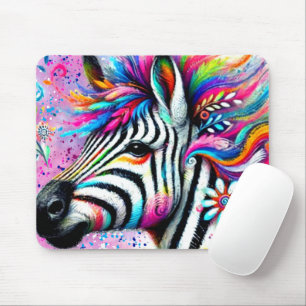 Whimsical Zebra Floral Pink Aquamarin grüne Daisy Mousepad