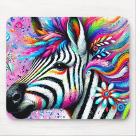 Whimsical Zebra Floral Pink Aquamarin grüne Daisy Mousepad