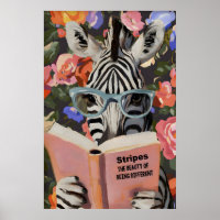 Whimsical-Zebra-Lesebuch-Kunst - Literarisch