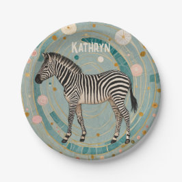 Whimsical Zebra Personalisiert Pappteller