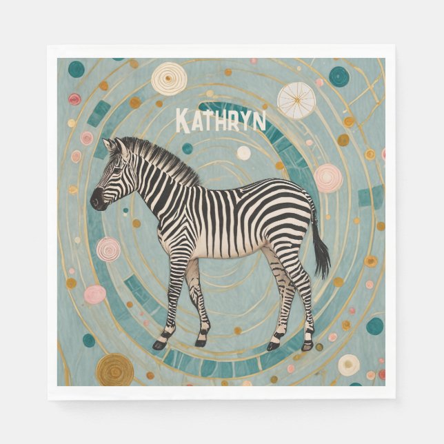 Whimsical Zebra Personalisiert Serviette (Vorderseite)