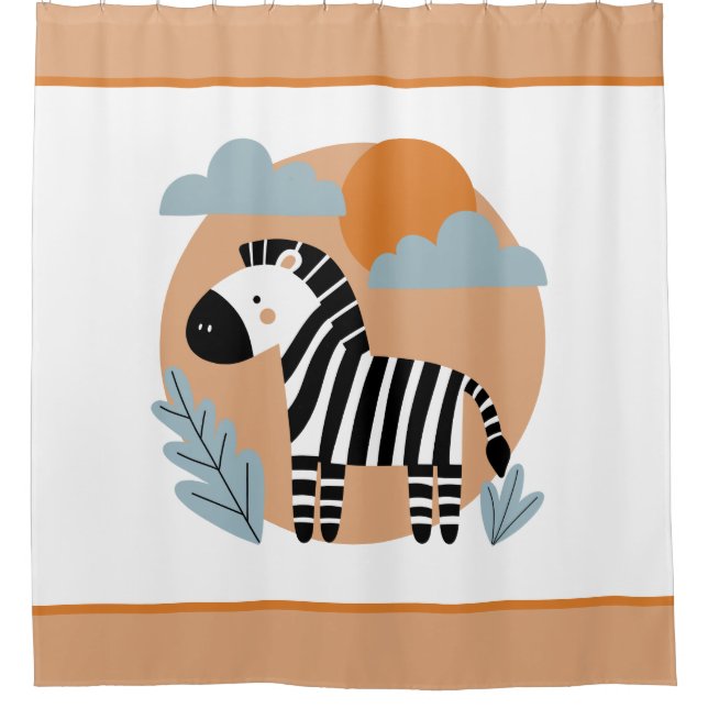 Whimsical Zebra skandinavisch beeinflusst Duschvorhang (Vorderseite)