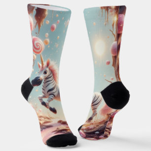 Whimsical Zebra Unicorn Socken