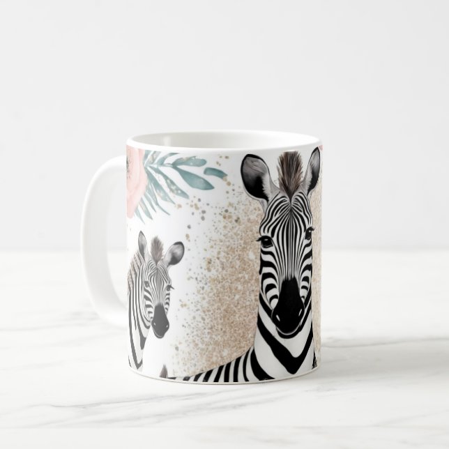 Whimsical Zebras und Fantasy Kaffeetasse (Vorderseite Links)